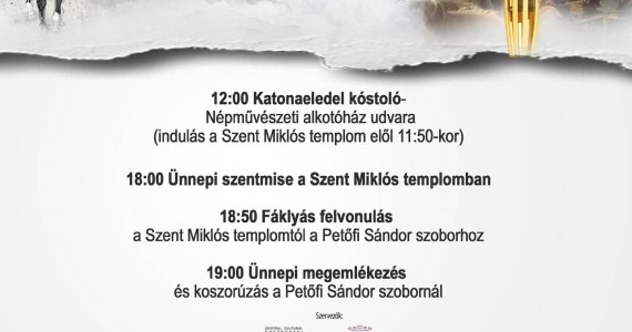 Bandériumgulyással, zenével és fáklyás felvonulással emlékeznek március 15-re